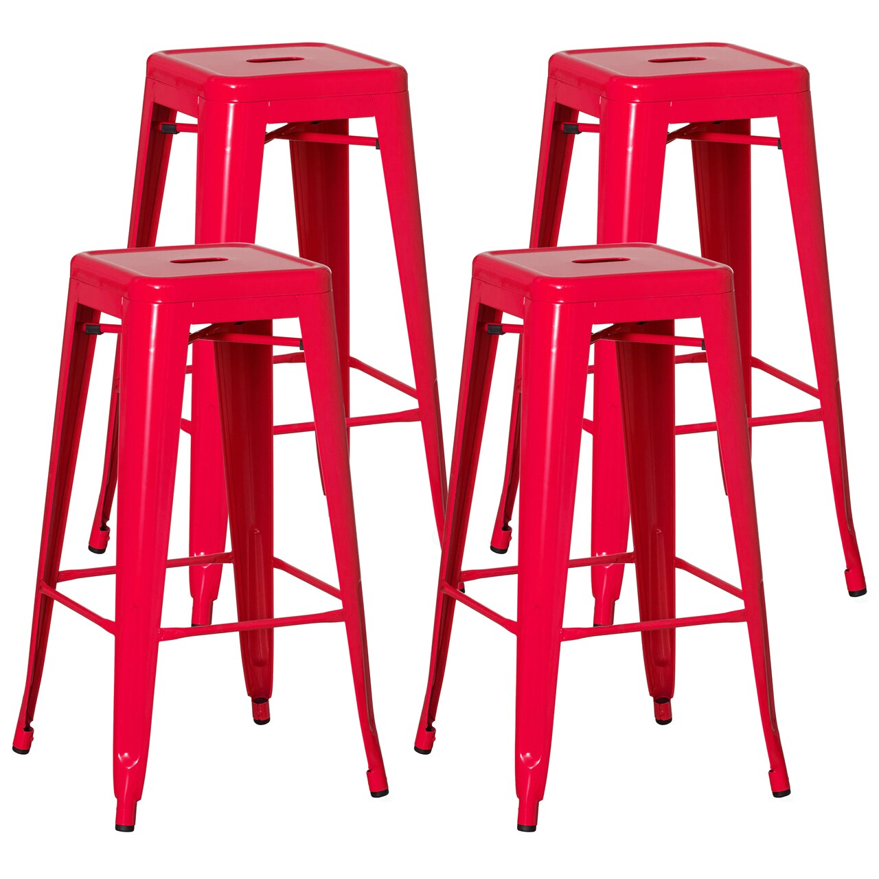 Basicwise 30-inch Backless Metal Bar Stool Stackable Heavy-Duty Counter-Height Chair for Home Bars Patios Kitchen Islands Cafes Restaurants Bistros and Dining Areas for Indoor & Outdoor Use